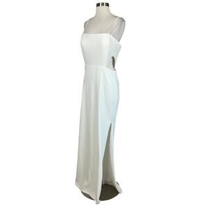 AQUA Cut Out Sleeveless Long Column Evening Gown White Size 12 Formal Dress